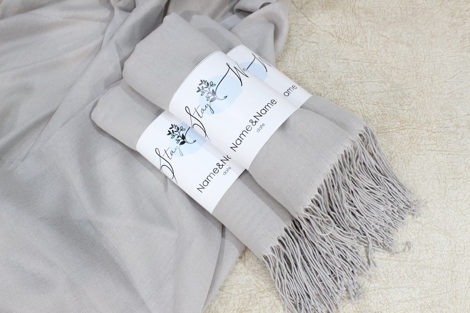 Light Grey Pashmina Shawl Wedding Favour — handmade by Butterflyy Shop