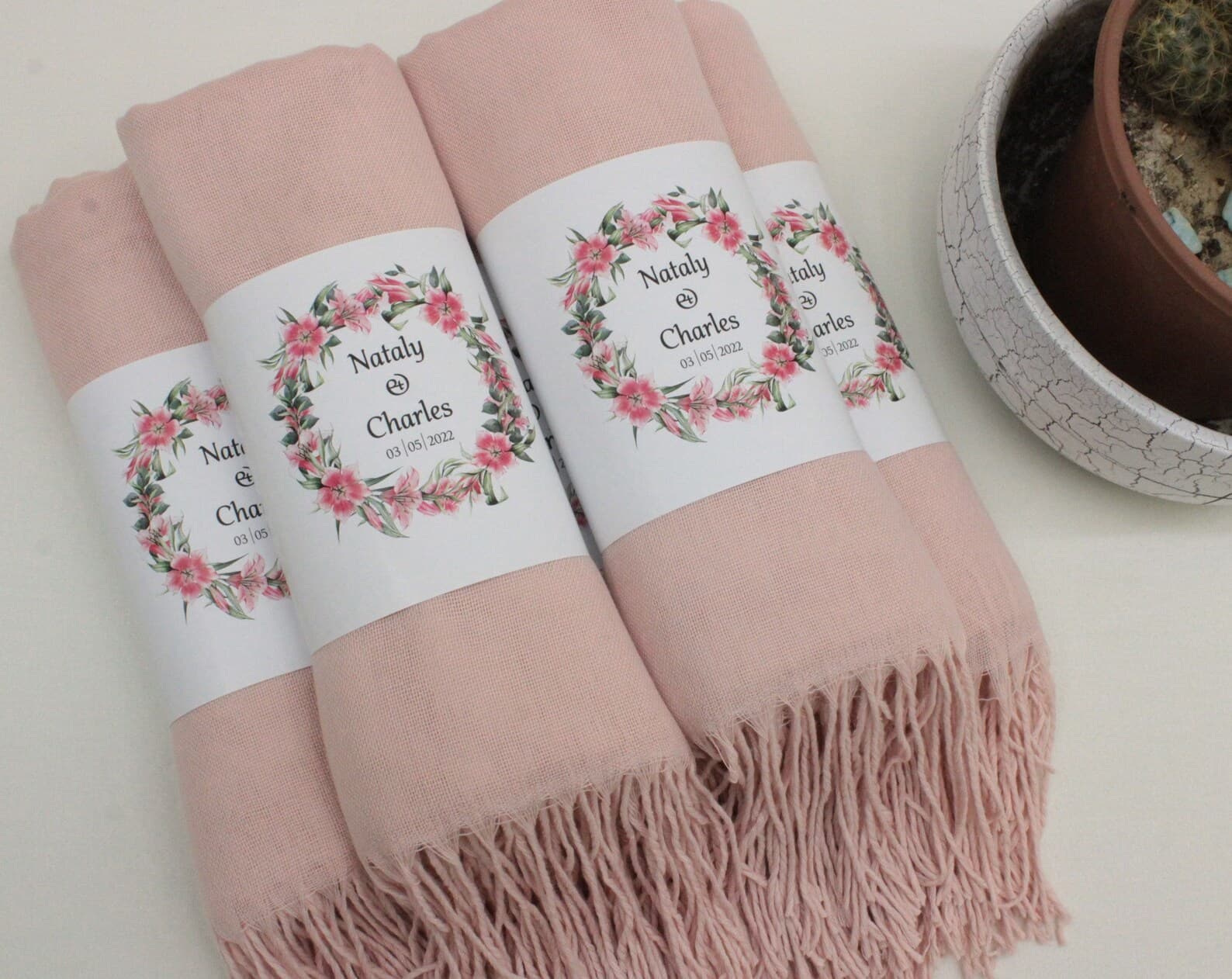 Pale Pink Pashmina Shawl Wedding Favour — handmade by Butterflyy Shop
